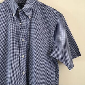 LANDS’ END No Iron Twill Short-sleeve Gingham Button Down Shirt | Size Small